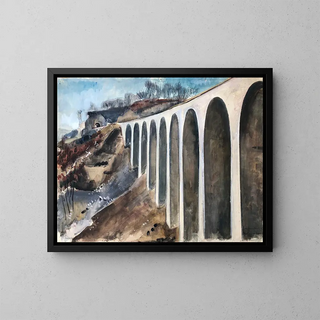 Pont de Drachenloch on the slope of Drackenstein - Otto Geigenberger — framed artwork on a wall