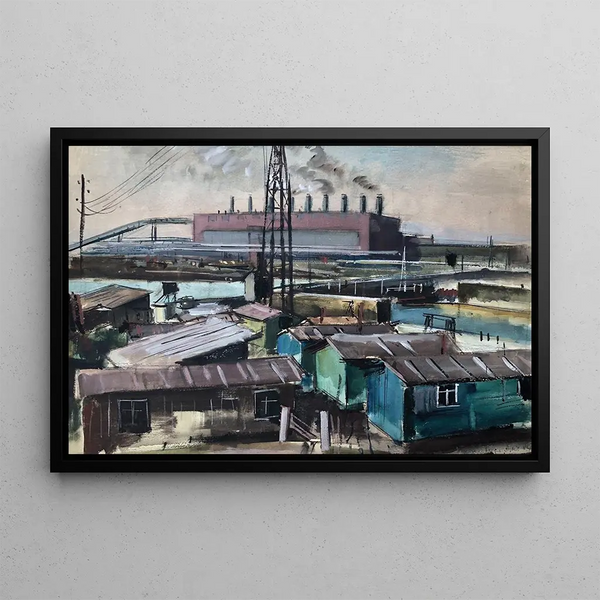 Industrial installation painting - Otto Geigenberger — framed artwork on a wall