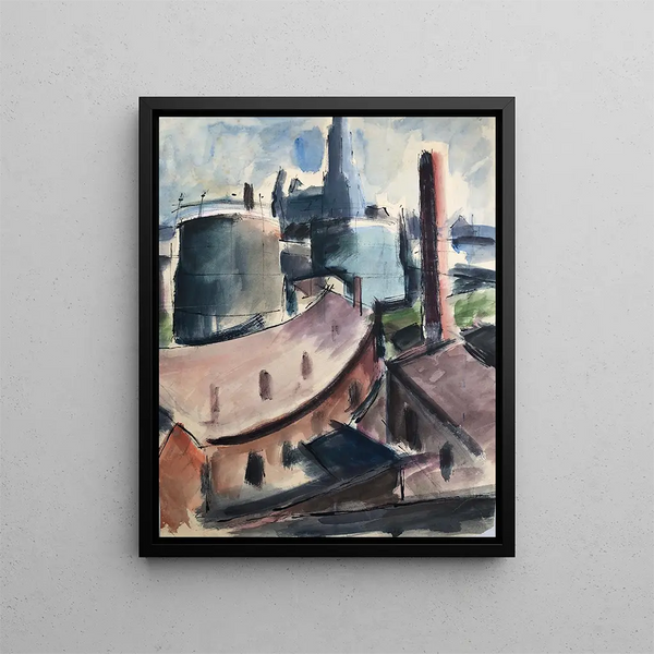 Industrial Buildings Painting - Otto Geigenberger — framed artwork on a wall