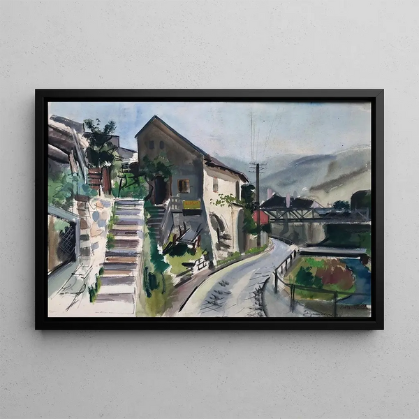 Spitz Painting in the Wachau - Otto Geigenberger — framed artwork on a wall