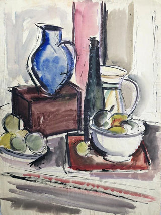 Otto Geigenberger - Stillleben mit Krug und Frchten auf dem Tisch.webp