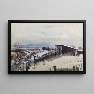 Winter Painting at Sankt Pölten - Otto Geigenberger — framed artwork on a wall