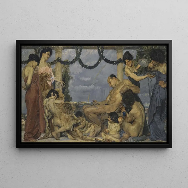 Hercules at Omphale - Otto Greiner — framed artwork on a wall