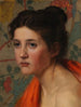 Head study of a woman on a floral background - Otto Heinrich Engel — artwork view