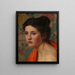 Head study of a woman on a floral background - Otto Heinrich Engel — framed artwork on a wall