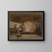 Family around the fireplace - Otto Hoven — framed artwork on a wall