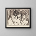 Three girls in profile - Otto Mueller — framed artwork on a wall