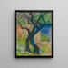 Riverbank painting with blue tree - Otto Mueller — framed artwork on a wall