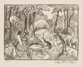 Two figures at the stream 2 Forest landscape - Otto Mueller — artwork view