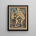Two girls with a hand mirror I - Otto Mueller — framed artwork on a wall