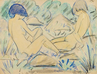Two Nude Girls, Two Sitting Nudes - Otto Mueller — artwork view