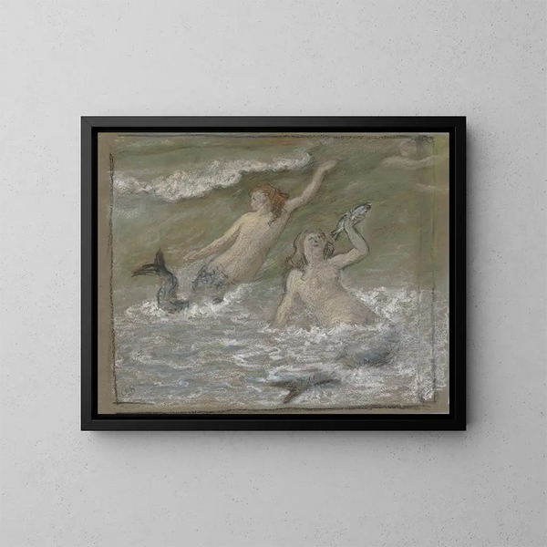 Trois sirènes dans l'eau - Otto Scholderer — framed artwork on a wall