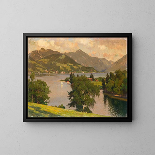 View of Lake Tegernsee from the West - Otto Strützel — framed artwork on a wall