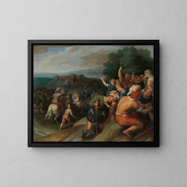 The Batavians surround the Romans at Vetera - Otto van Veen — framed artwork on a wall