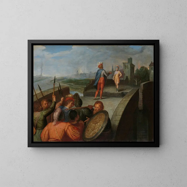 The Peace Negotiations between Jules Civilis and the Roman General Cerialis - Otto van Veen — framed artwork on a wall