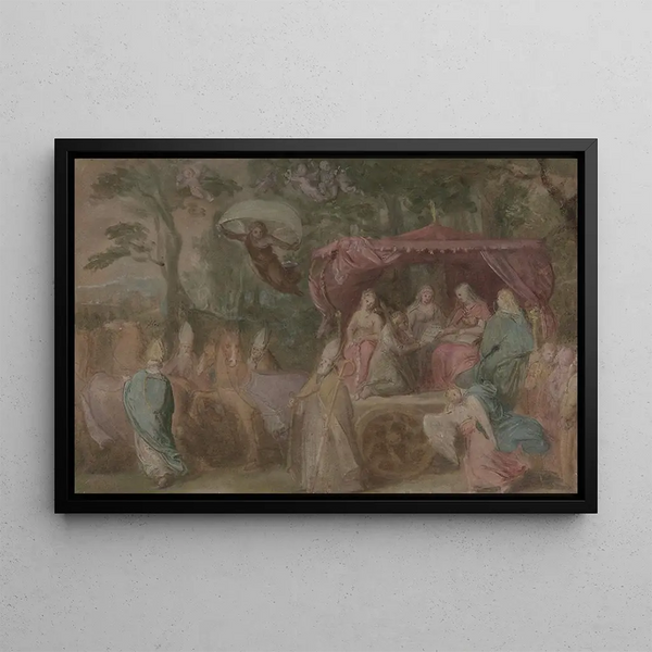 The Triumph of the Church Ecclesia presented with the doctrines seated in a chariot accompanied by the four doctors of the Church - Otto van Veen — framed artwork on a wall