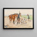 Cavalier with a pack of dogs in a field - Ottokar Walter — framed artwork on a wall