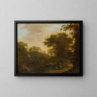 Landscape with Path in the Woods - Ottomar Hackius — framed artwork on a wall