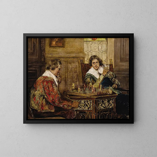 Chess-playing Cavaliers Painting - P. H. Andreis — framed artwork on a wall