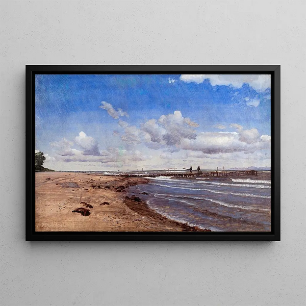 Beach at Hellebæk - P. C. Skovgaard — framed artwork on a wall