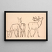Cerfs et deux biches painting - P. C. Skovgaard — framed artwork on a wall