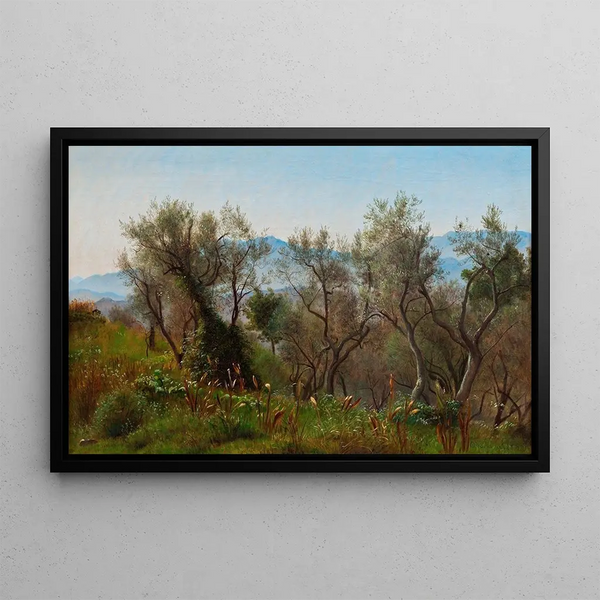Olive Trees near Olevano - P. C. Skovgaard — framed artwork on a wall