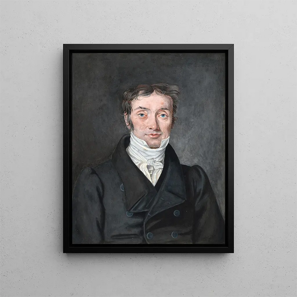 Portrait painting of the teacher Hans Jensen Visby 1777-1870 from the parish of Aagerup Ramlse - P. C. Skovgaard — framed artwork on a wall