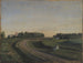 Vejby painting with the church viewed from the north, evening light, Zealand - P. C. Skovgaard — artwork view