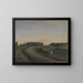 Vejby painting with the church viewed from the north, evening light, Zealand - P. C. Skovgaard — framed artwork on a wall