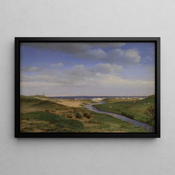 Vue de la côte nord de Zélande à Dronningmølle - P. C. Skovgaard — framed artwork on a wall