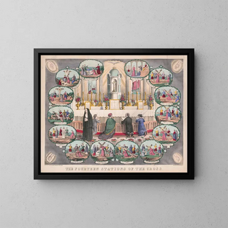 the fourteen stations of the cross - P. D. Farrell — framed artwork on a wall
