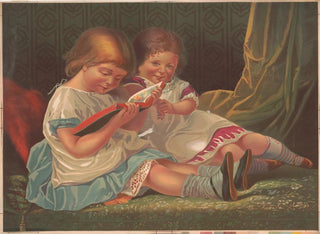 Two Young Girls Reading a Book - Peter O. Vickery — artwork view