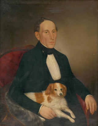 Palinka - Portrait Of A Seated Man With A Dog.webp