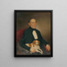 Portrait of a seated man with a dog - Palinka — framed artwork on a wall