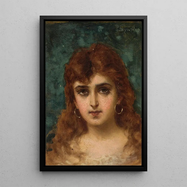 Head of Woman - Pantaleon Szyndler — framed artwork on a wall