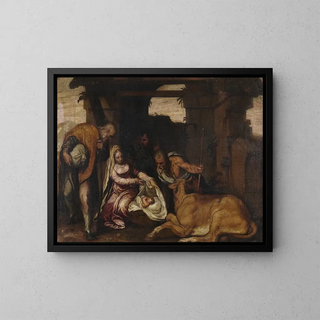 the Adoration of the Shepherds - Paolo Farinati — framed artwork on a wall
