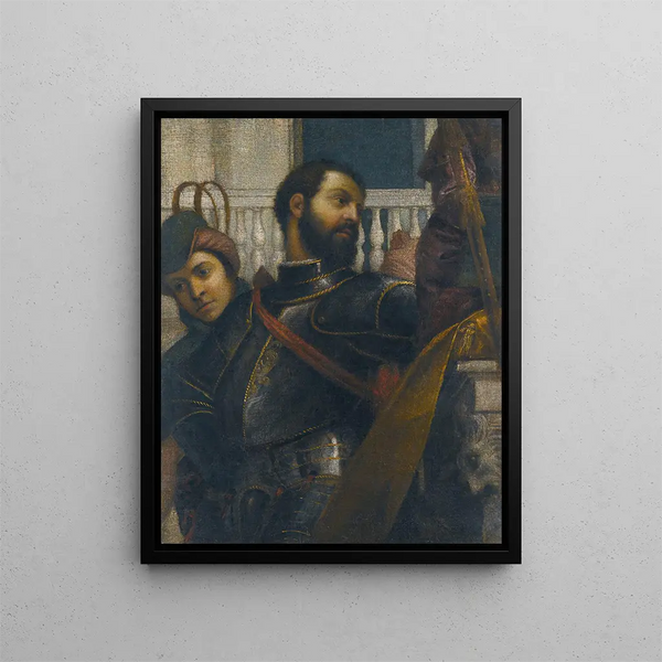 A knight and his page - Paolo Véronèse — framed artwork on a wall