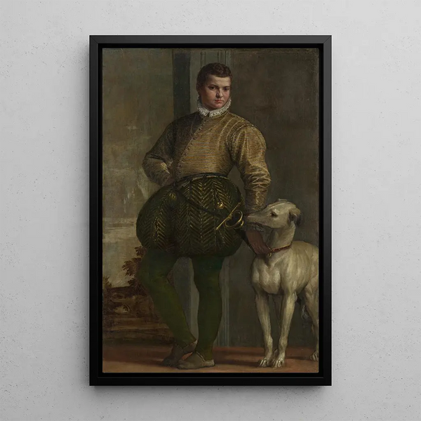 Boy with a Greyhound - Paolo Veronese — framed artwork on a wall