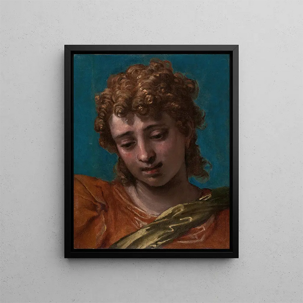 Tête de Saint Michel du retable Petrobelli - Paolo Véronèse — framed artwork on a wall