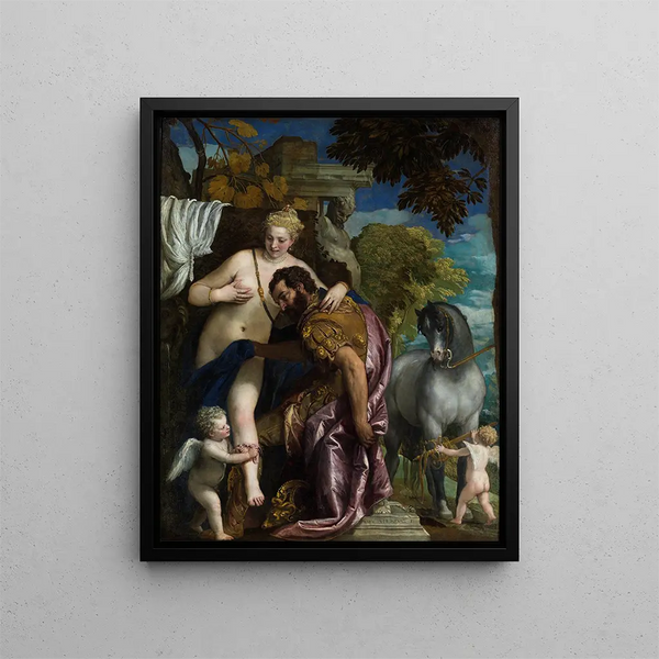 Mars and Venus united by love - Paolo Véronèse — framed artwork on a wall