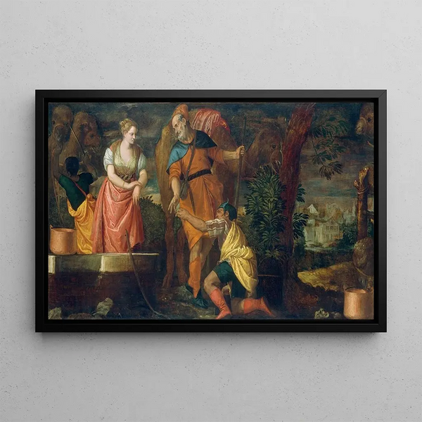 Rebecca at the Well - Paolo Véronèse — framed artwork on a wall