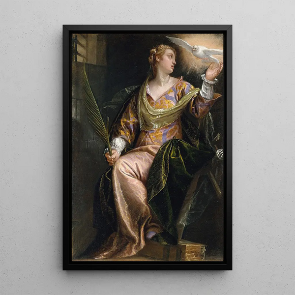 Saint Catherine of Alexandria in prison - Paolo Véronèse — framed artwork on a wall