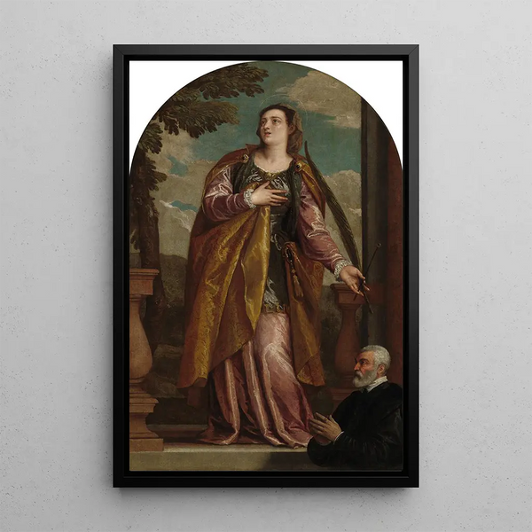 Sainte Lucie et un donateur - Paolo Véronèse — framed artwork on a wall