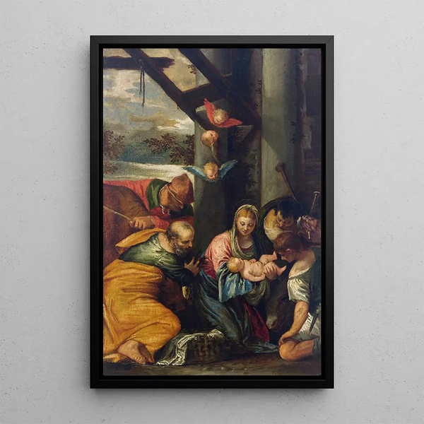 L'Adoration des bergers - Paolo Véronèse — framed artwork on a wall