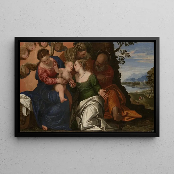 The Mystic Marriage of Saint Catherine of Alexandria - Paolo Véronèse — framed artwork on a wall