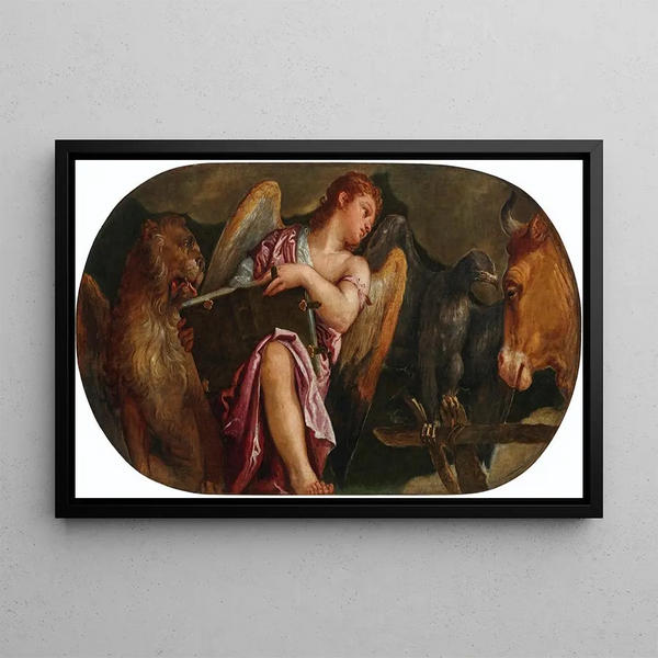 The Symbols of the Four Evangelists - Paolo Véronèse — framed artwork on a wall