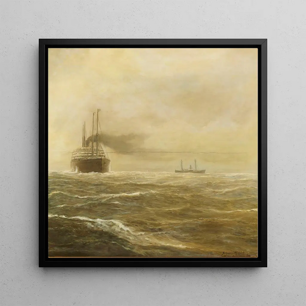 the HAPAG ocean liner in front of Nantucket shoals - Hugo Schnars — framed artwork on a wall