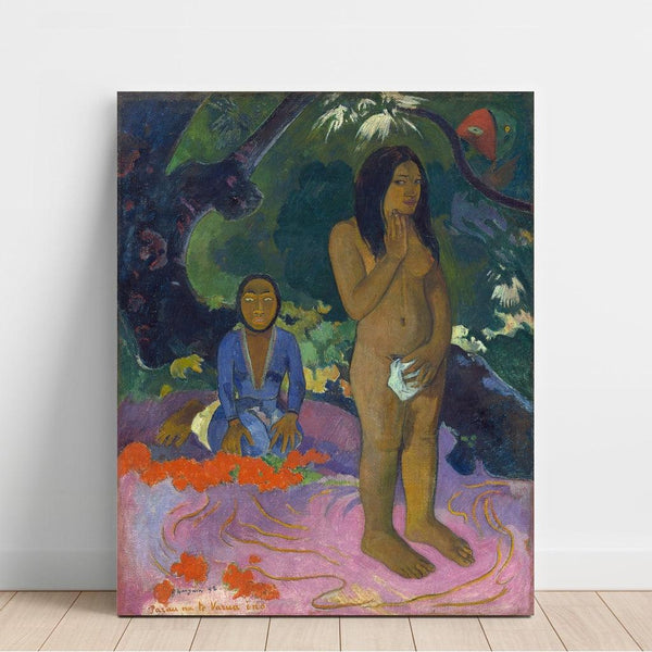Reproduction of the painting Parau na te Varua ino (Words of the Devil) - Paul Gauguin
