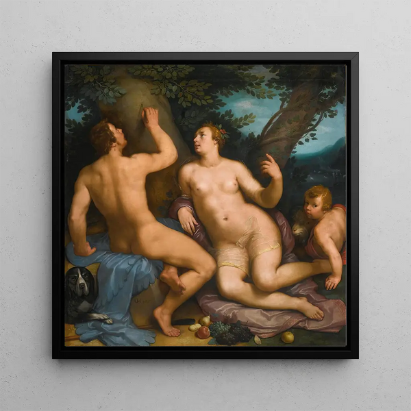 Paris and Oenone - Cornelis Cornelisz van Haarlem — framed artwork on a wall