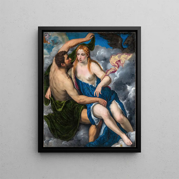 Jupiter and Io - Paris Bordone — framed artwork on a wall
